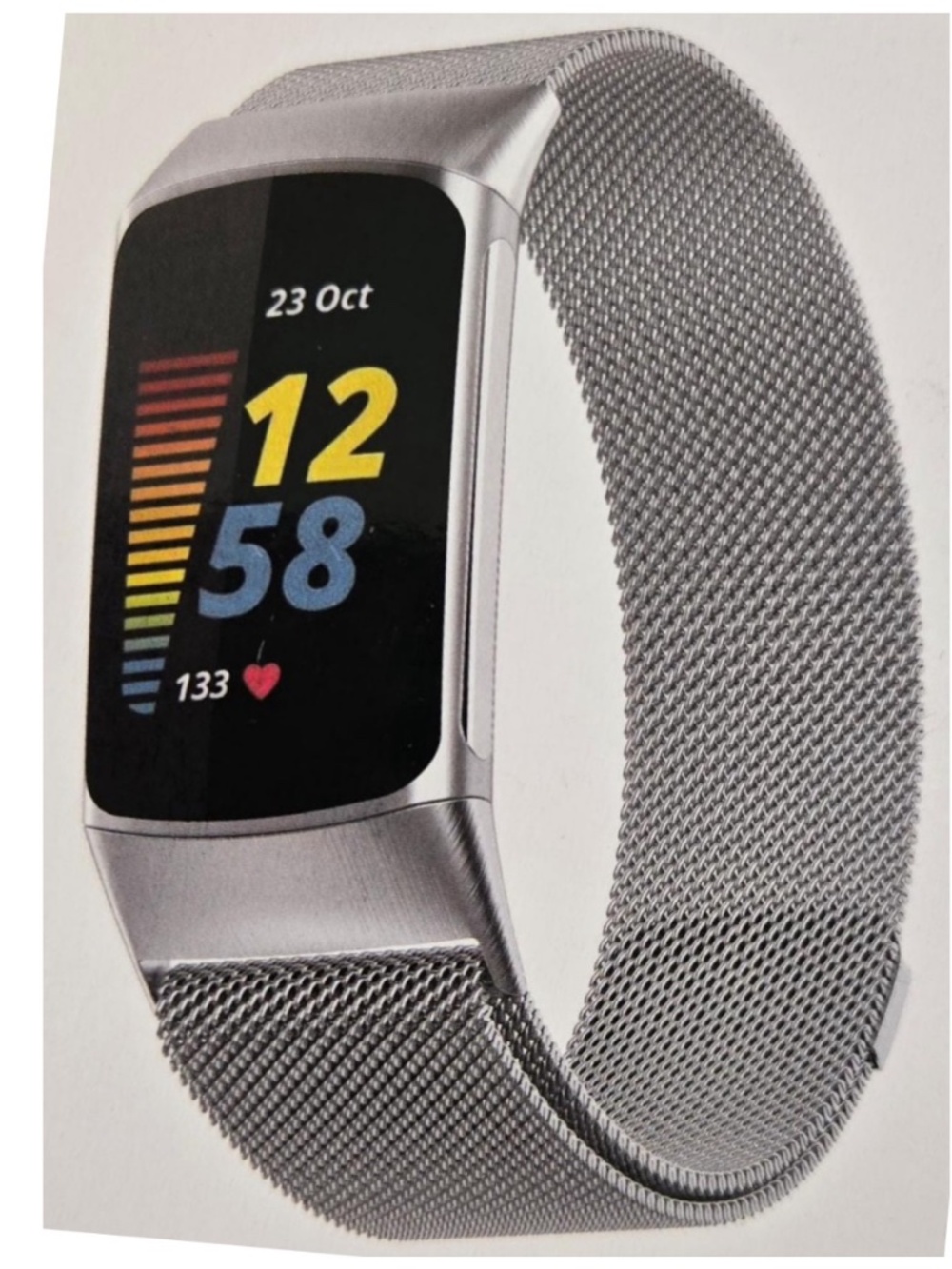 New Withit Fitbit Charge 5 Watch Band Stainless Silver NWT